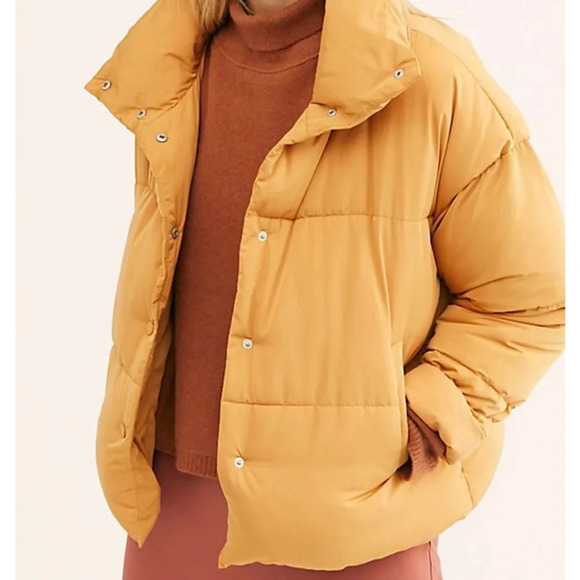 Free People Jackets & Blazers - Free People Gold Weekender Puffer Jacket